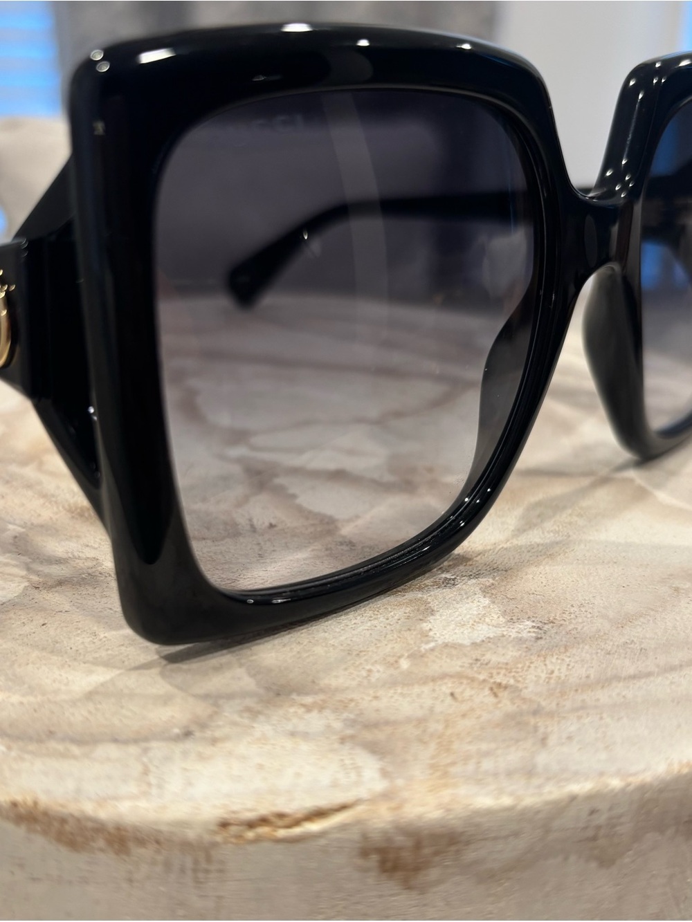 Gucci Black Sunglasses with Gold Double G Accent - Women’s